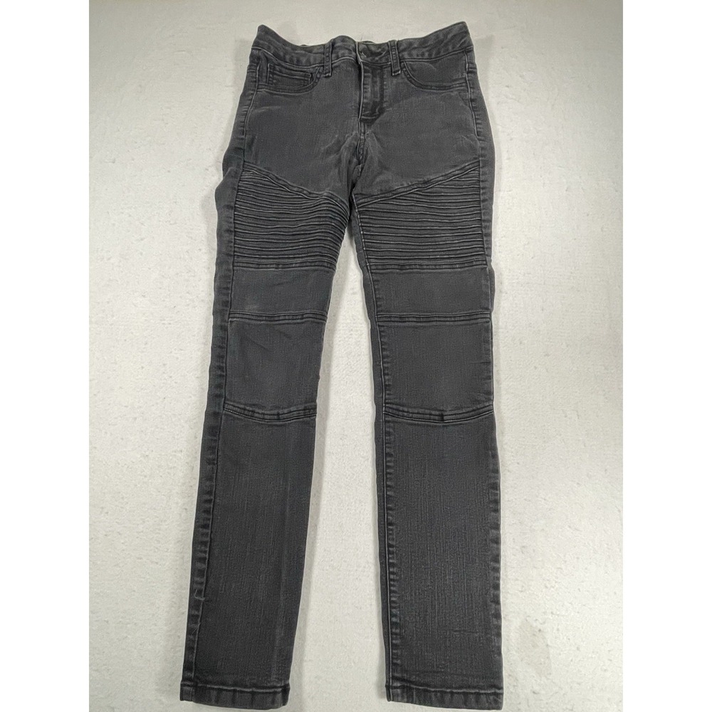 Cello Jeans Moto Skinny Pants Size 7 Women's Black‎ Stretch Biker Style Denim